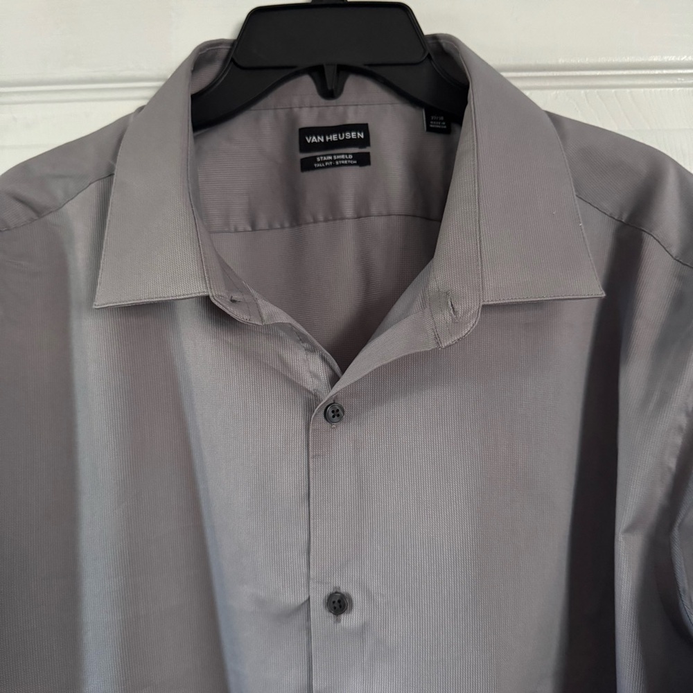 Van Heusen 🫐 Men’s Gray Long Sleeve Big Tall Dress Shirt - Picture 3 of 11